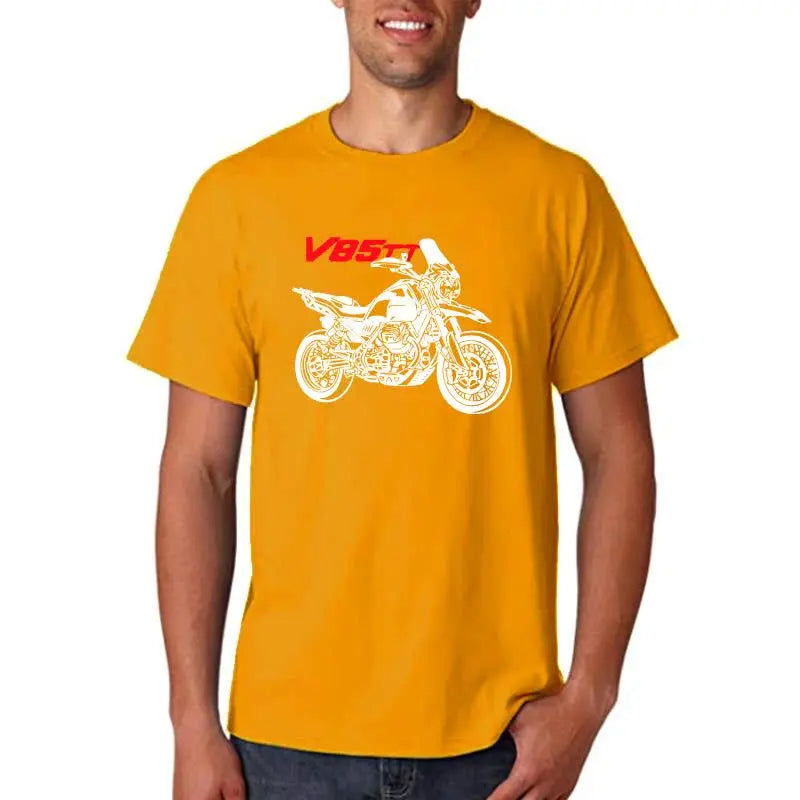 Men's Cotton Motorcycle T-Shirt — Graphic Biker Tee