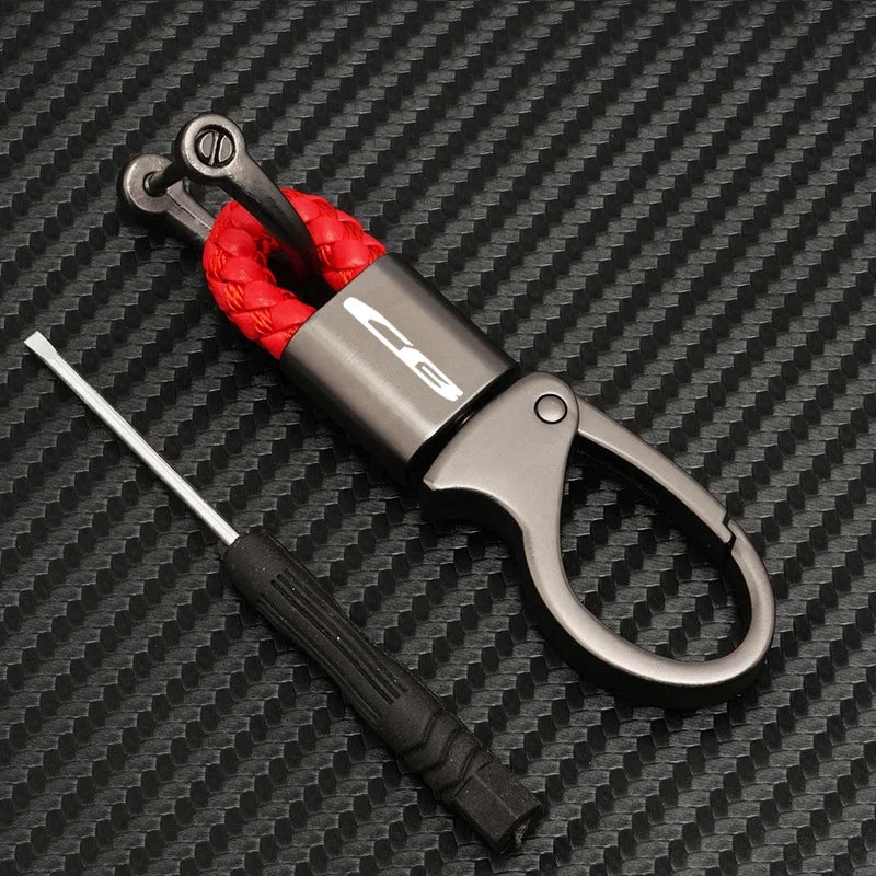 CB Series Motorcycle Keychain – Zinc Alloy Braided Rope Key Ring