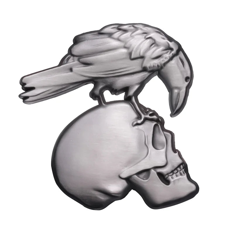 Skull Motorcycle Enamel Pin – Retro Gothic Lapel Badge