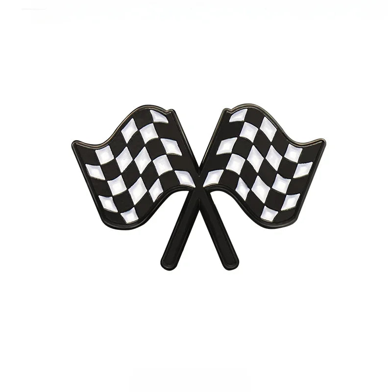 Crossed Checkered Flag Enamel Pin | Motor Racing Brooch Badge