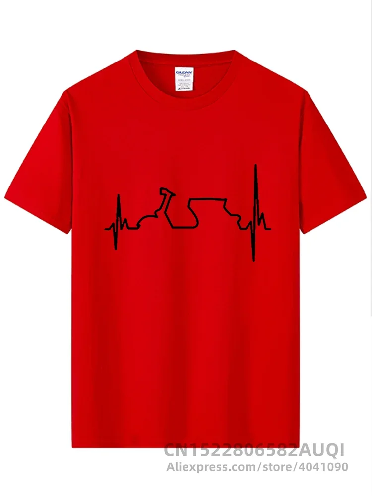 Women's Funny Motorcycle Heartbeat Graphic T-Shirt XS–XXXL