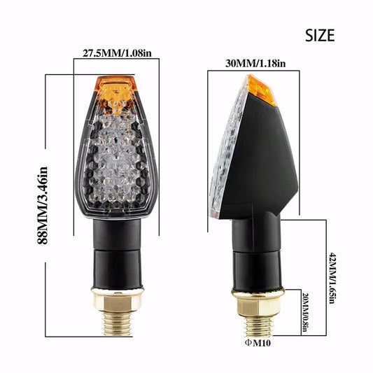 14 LED Amber Motorcycle Turn Signal – Universal 12V 10mm Blinker (2PCS)