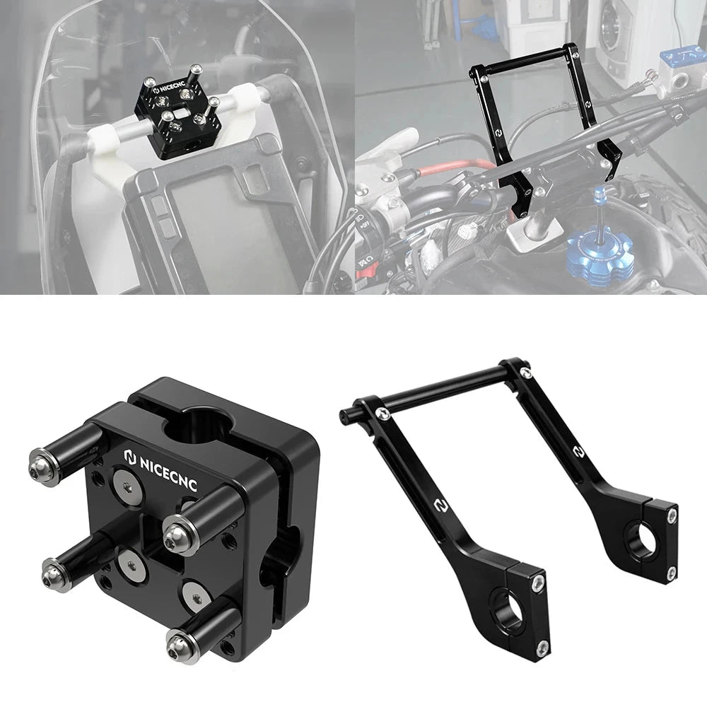 Bộ tay đỡ gắn GPS & sổ lộ trình bằng nhôm phôi – Kẹp tay lái 28mm & 22mm, enduro rally