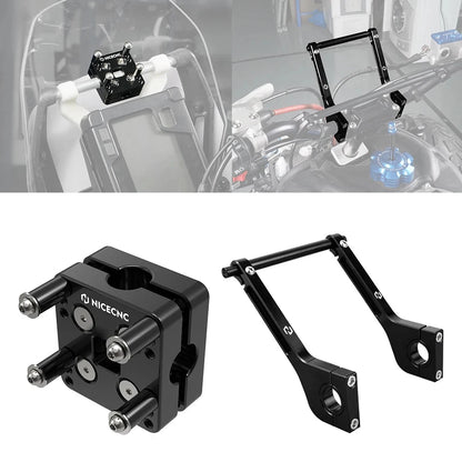 Bộ tay đỡ gắn GPS & sổ lộ trình bằng nhôm phôi – Kẹp tay lái 28mm & 22mm, enduro rally
