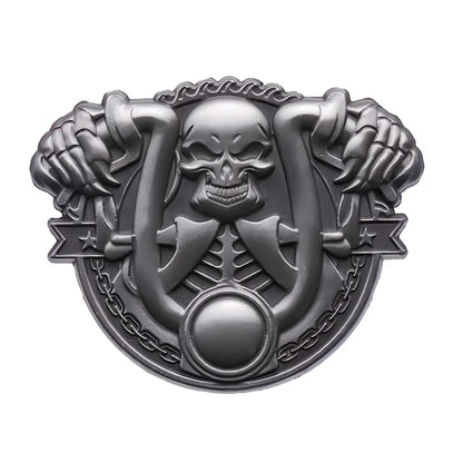 Skull Motorcycle Enamel Pin – Retro Gothic Lapel Badge