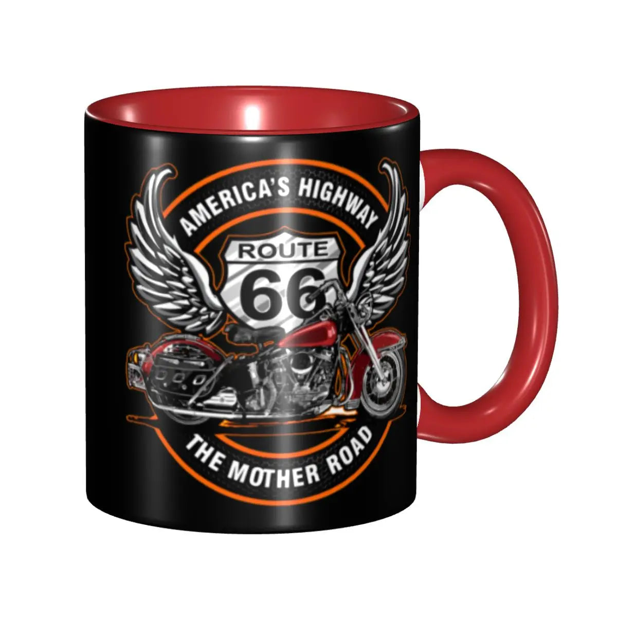 Route 66 Motorcycle Ceramic Coffee Mug | America's Highway Biker Gift