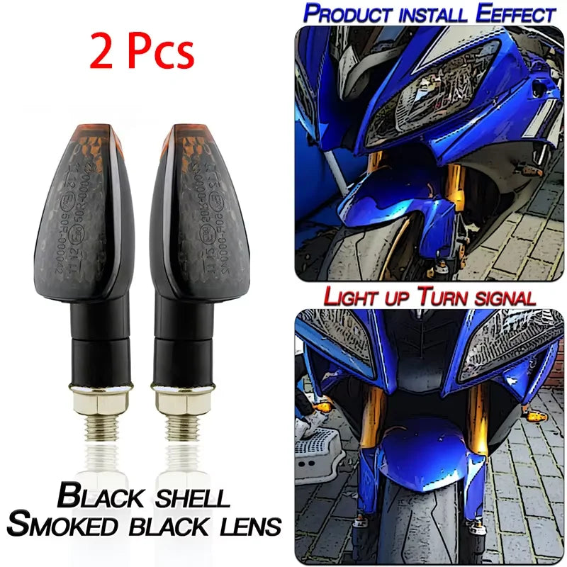 14 LED Amber Motorcycle Turn Signal – Universal 12V 10mm Blinker (2PCS)