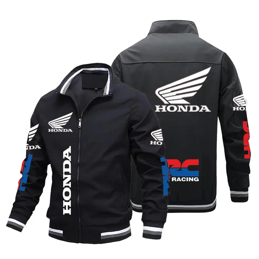 Motorcycle Pattern Bomber Jacket – Casual Sport Baseball Jacket for Men