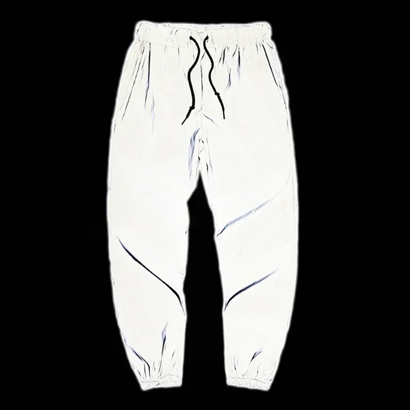 Reflektierende Jogginghose für die Nacht – Streetwear-Fahrerhose mit elastischem Bund