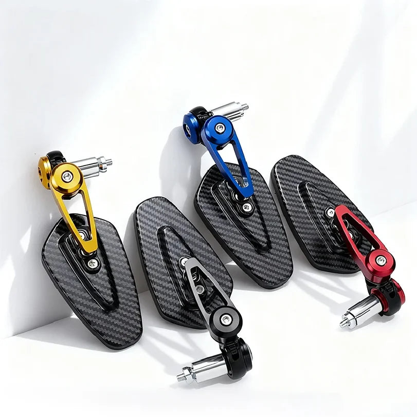 レトロ アルミ製バイク用ハンドルバーミラー（バックミラー） — ブルーガラス | 7/8インチ＆1インチ対応 | 4色