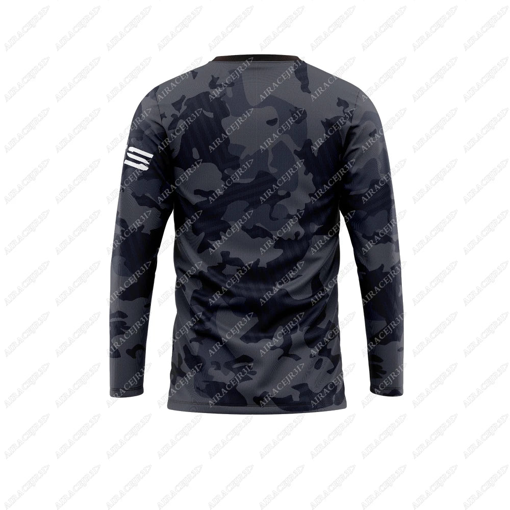 Motorcycle Long Sleeve Riding T-Shirt – Quick Dry, Breathable, Anti-UV – Men’s Grey Jersey