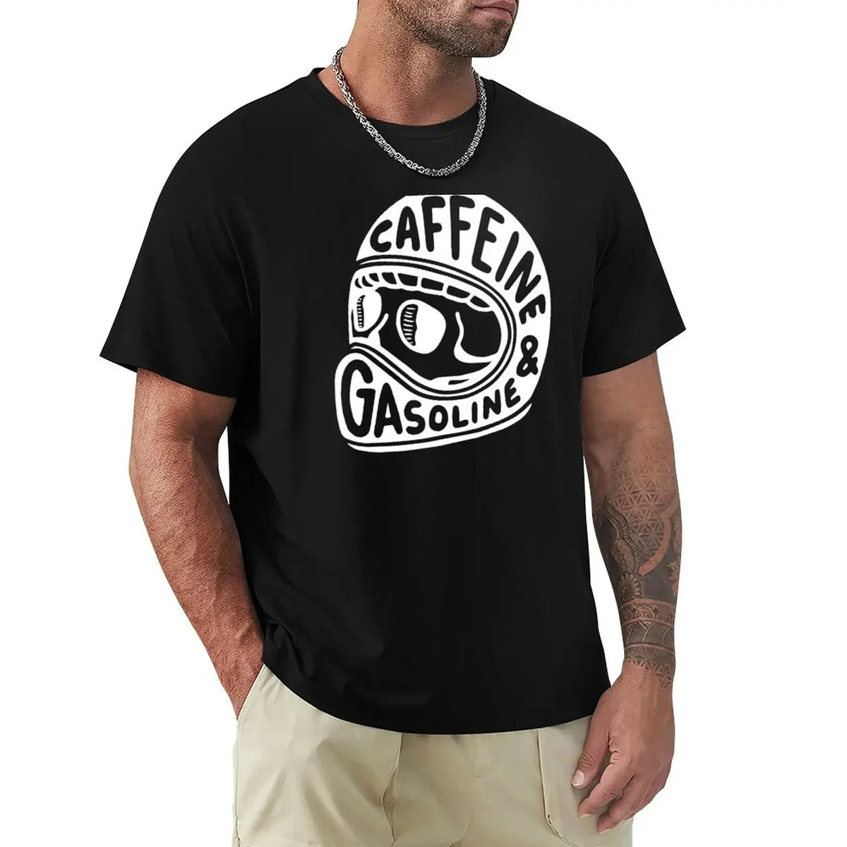 カフェイン＆ガソリン モトグラフィックTシャツ — 100%コットン | S–6XL | 11色