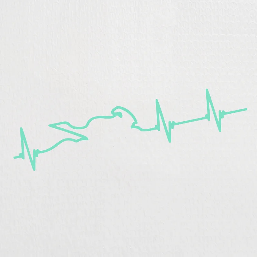 Motorcycle Heartbeat Line Sticker — Waterproof PVC, 16 Colors, Reflective Options