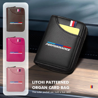 Porta-cartões de couro com porta-moedas e proteção RFID – organizador compacto