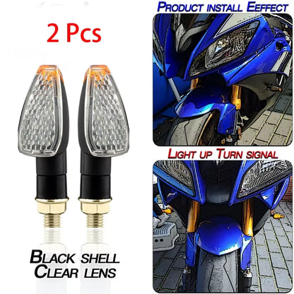 14 LED Amber Motorcycle Turn Signal – Universal 12V 10mm Blinker (2PCS)