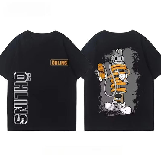 Motorcycle Suspension Graphic T-Shirt | Cotton Oversized Moto Tee