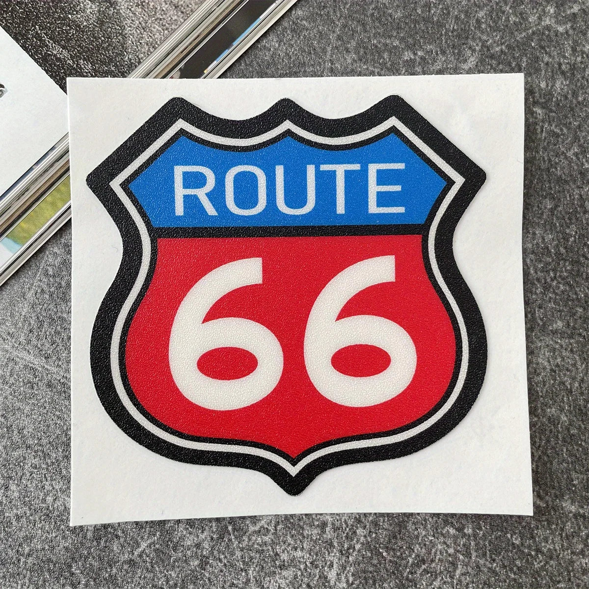 Route 66 Frosted Motorcycle Sticker – Waterproof UV-Resistant Decal