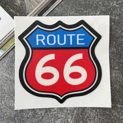 Route 66 Frosted Motorcycle Sticker – Waterproof UV-Resistant Decal