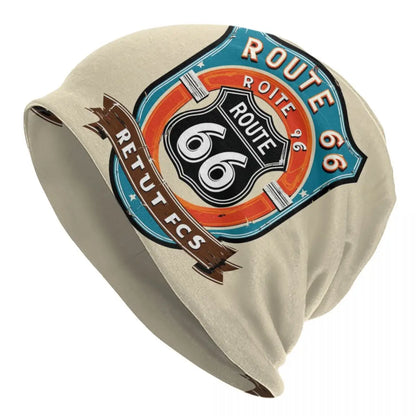 Route 66 Motorcycle Beanie Hat – Knitted Skull Cap for Riders