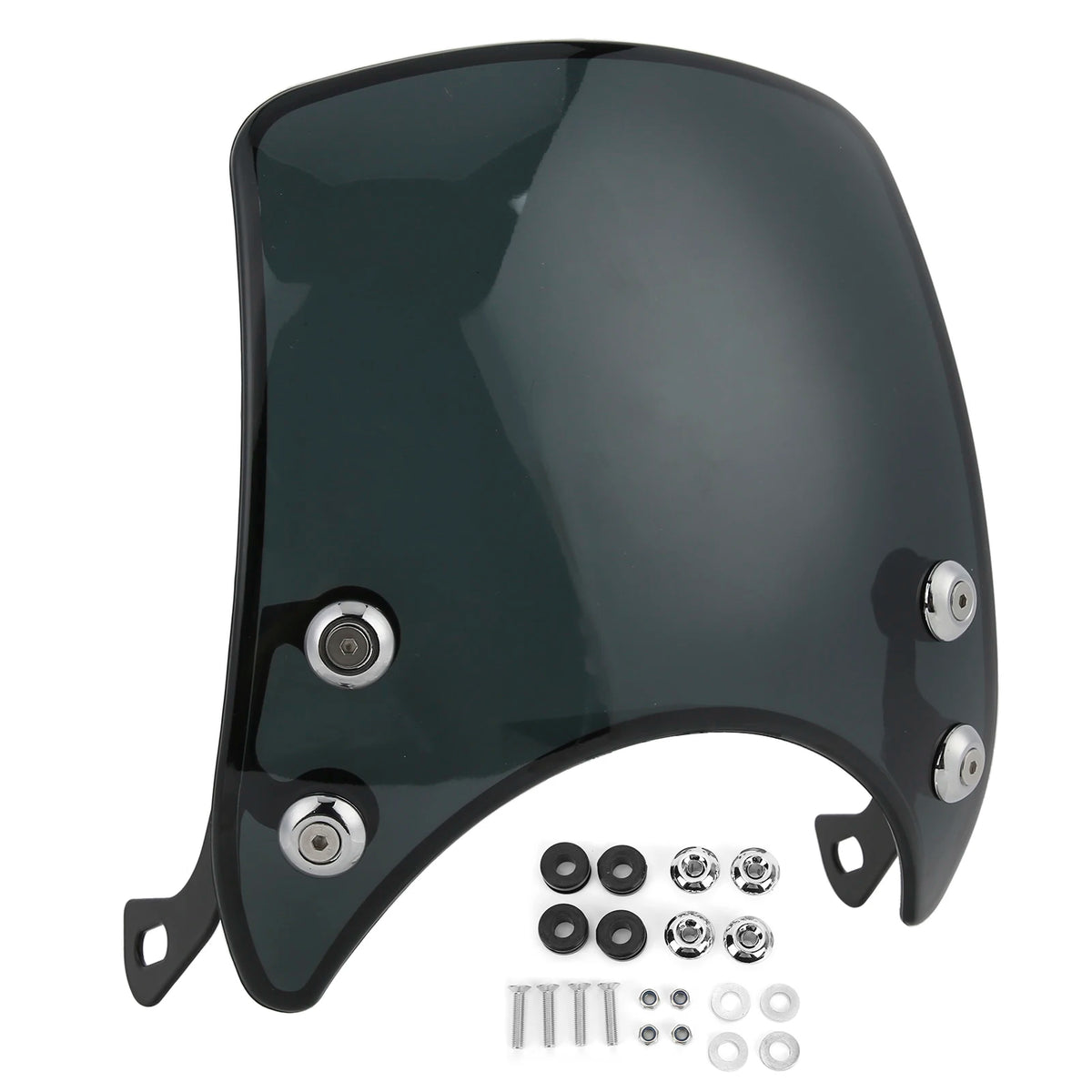 Retro Motorcycle Windshield – Universal PC Wind Deflector for 5–7" Headlamps