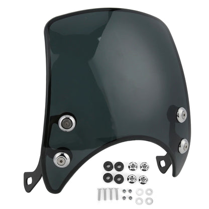 Retro Motorcycle Windshield – Universal PC Wind Deflector for 5–7" Headlamps