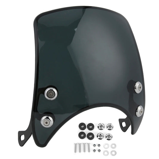 Retro Motorcycle Windshield – Universal PC Wind Deflector for 5–7" Headlamps