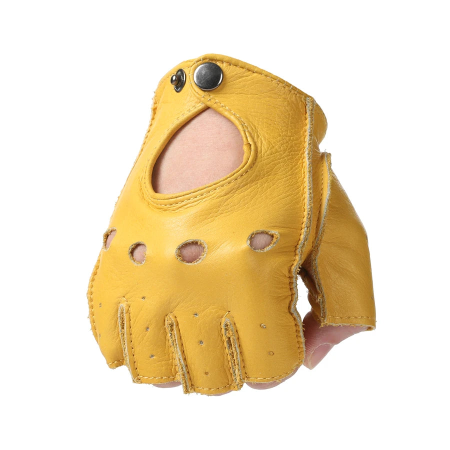 Fingerless Leather Motorcycle Gloves – Half Finger Riding Gloves