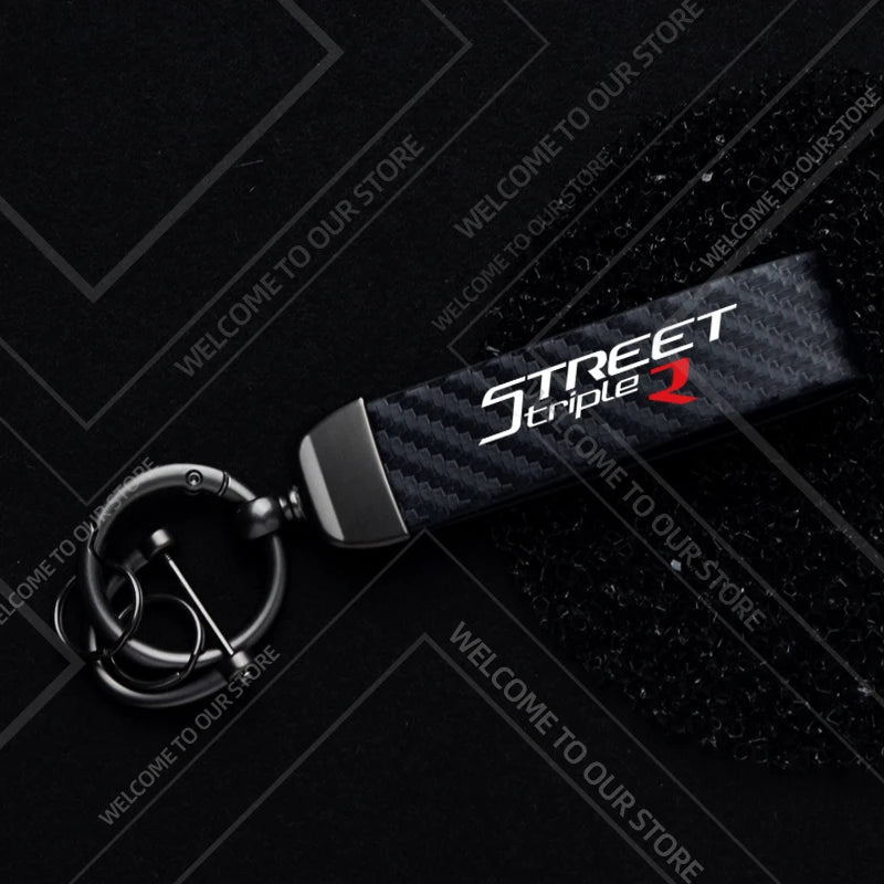 Motorcycle Logo Keychain – Zinc Alloy & PU Leather Rider Key Ring