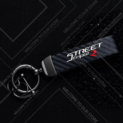 Motorcycle Logo Keychain – Zinc Alloy & PU Leather Rider Key Ring