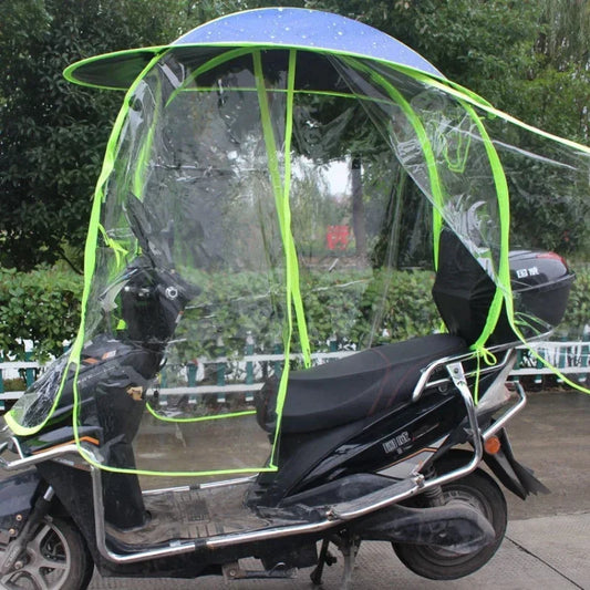 Removable Canopy for E-Bikes & Electric Scooters – Thickened Rain & Sun Cover Metal Bracket Mirror Mount