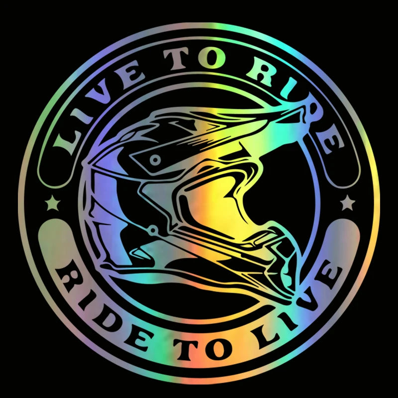 Live to Ride Motorcycle Vinyl Decal Sticker – 14.2 cm Round | 15 Finishes