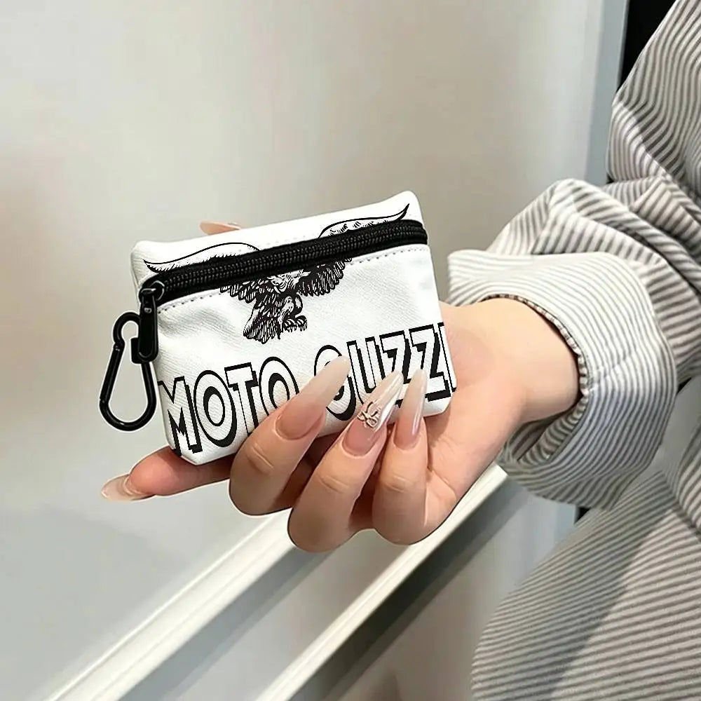 Motorcycle Logo Oxford Mini Coin Purse – Zipper Hanging Storage Pouch