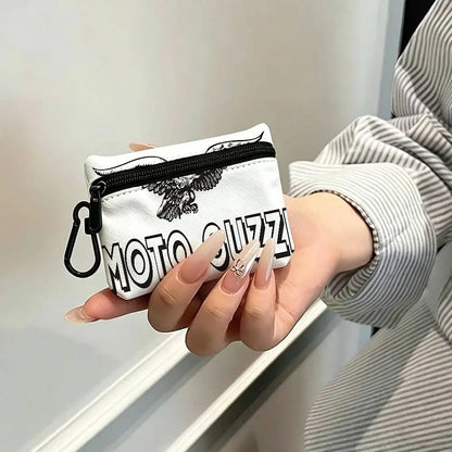 Motorcycle Logo Oxford Mini Coin Purse – Zipper Hanging Storage Pouch