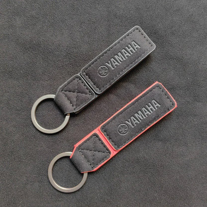 Suede & Leather Motorcycle Keychain – Zinc Alloy | Red & Black
