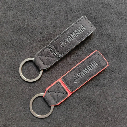 Suede & Leather Motorcycle Keychain – Zinc Alloy | Red & Black