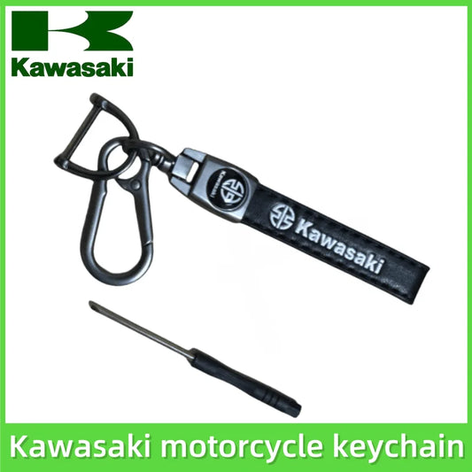Metal Leather Motorcycle Keychain with Mini Screwdriver