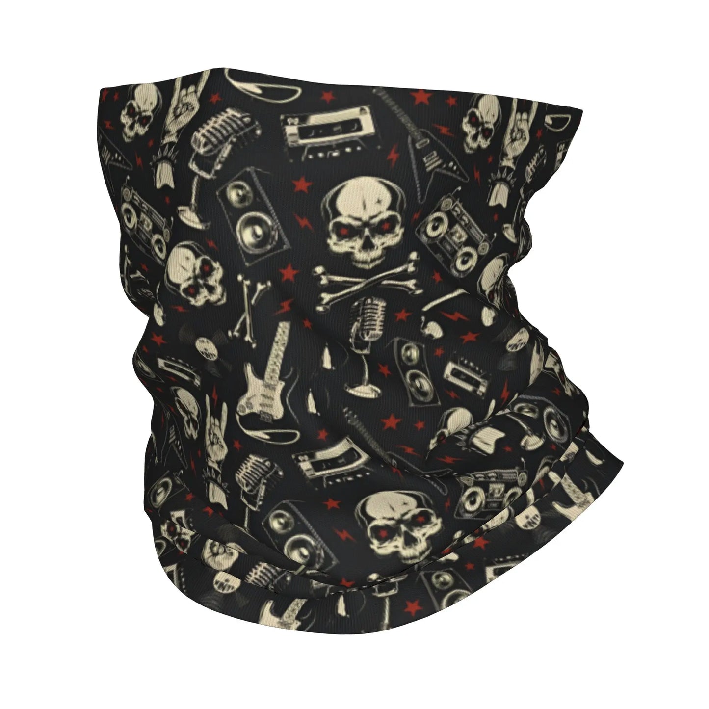 Rock & Skull Graphic Tube Bandana Neck Gaiter – Unisex Face Cover & Balaclava | 24 Designs