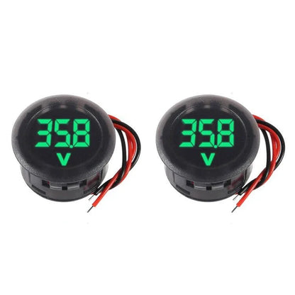 Kit com 2 voltímetros digitais redondos de LED, CC 4-100V – Medidor de tensão para painel