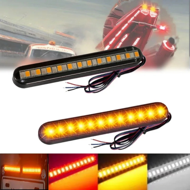 شريط إضاءة LED للدراجات النارية بـ24 LED لإشارات الانعطاف ولوحة الترخيص – تأثير الماء المتدفق