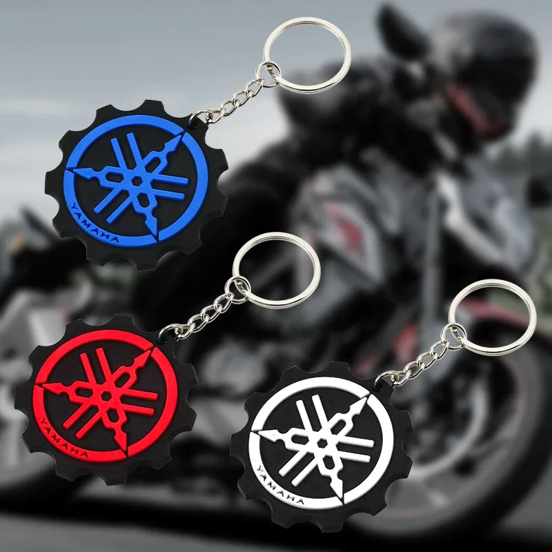 Motorcycle Tuning Fork Gear Keychain – PVC Moto Keyring