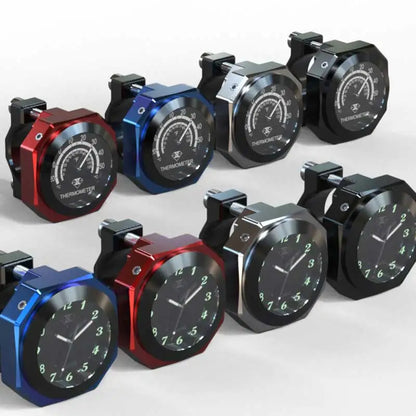 Motorcycle Handlebar Clock & Thermometer — IPX7 Waterproof Luminous