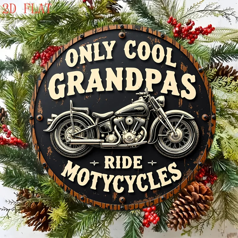 Nur coole Opas fahren Motorräder – Vintage-Metallschild für die Garage, 20 x 20 cm