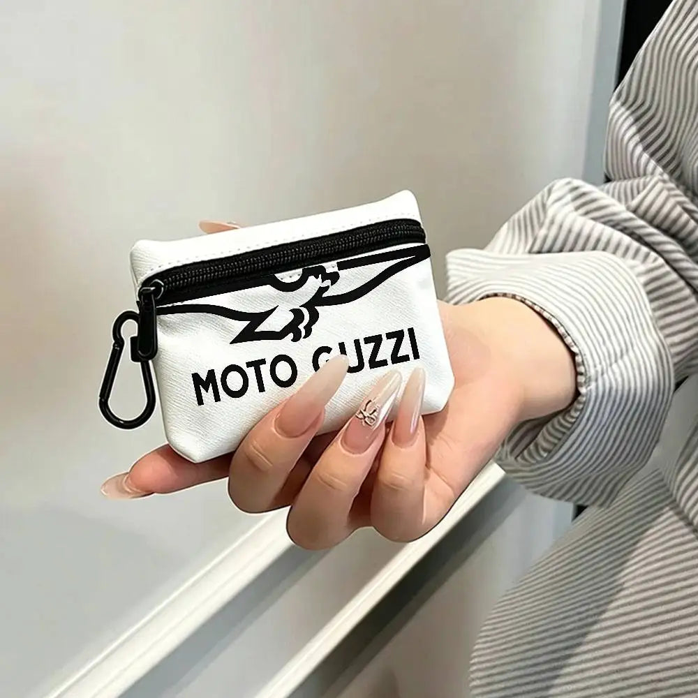 Motorcycle Logo Oxford Mini Coin Purse – Zipper Hanging Storage Pouch