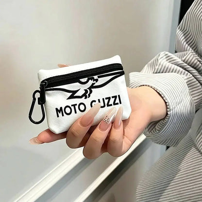 Motorcycle Logo Oxford Mini Coin Purse – Zipper Hanging Storage Pouch
