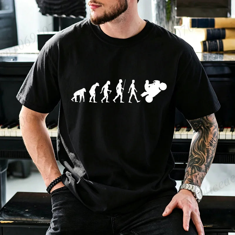 Motocross Graphic T-Shirt – Human Evolution Dirt Bike Rider, 11 Designs