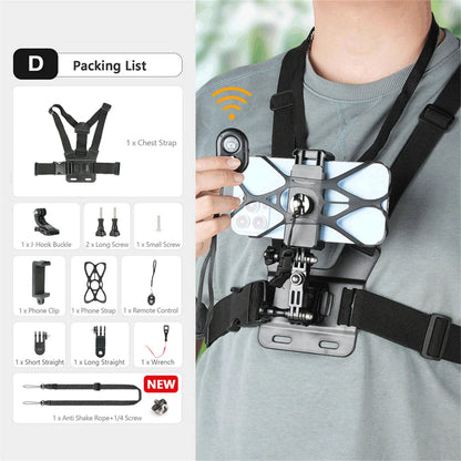 Chest Strap POV Phone Mount – 360° Rotate Holder for Sports & Vlogging
