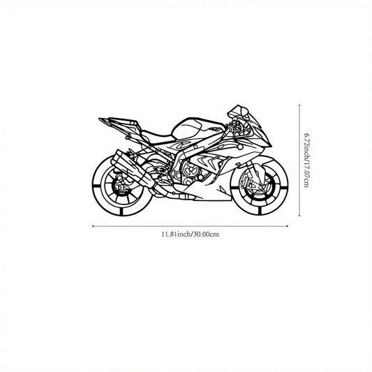 Metal Motorcycle Wall Art – 11.81" Outdoor Sculpture for Garden & Home Decor