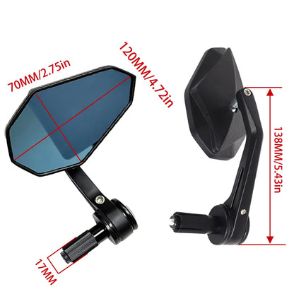 Motorcycle Handlebar End Rearview Mirrors — CNC Aluminum | 360° Adjustable | Anti-Glare | 7/8"