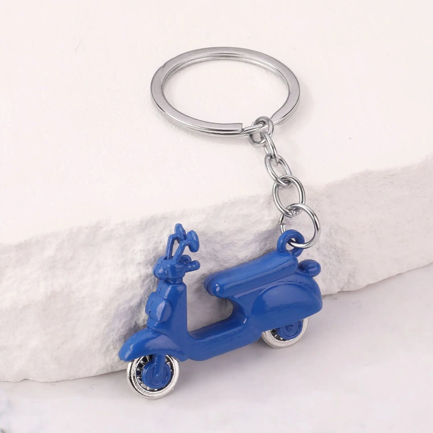Mini Scooter Keychain – Vintage 3D Metal Moped Key Ring