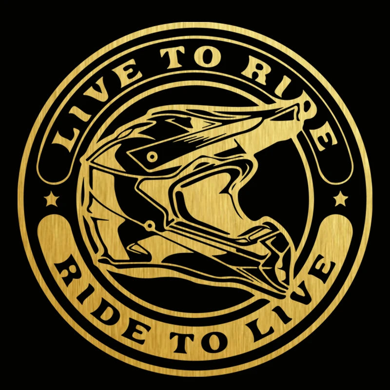 Live to Ride Motorcycle Vinyl Decal Sticker – 14.2 cm Round | 15 Finishes
